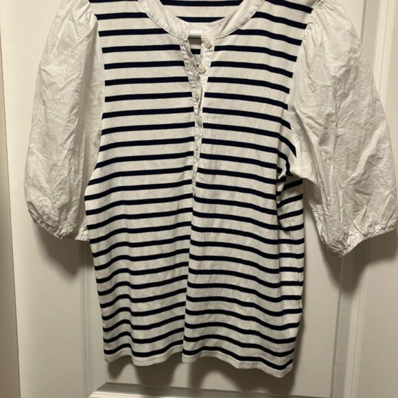 Striped navy and White Blouse - Picture 3 of 6